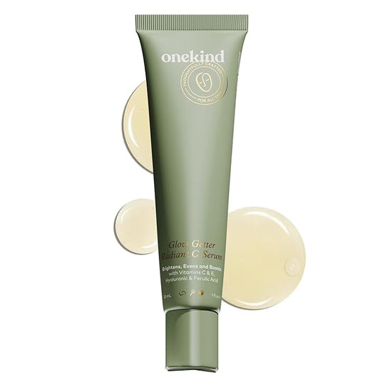 Onekind Radiant C Face Serum, Anti-Aging Facial Treatment with Hyaluronic Acid, Tetrahexyldecyl Ascorbate, Ferulic & Vitamin E, Serum for Dark Spots, Even Skin Tone, Fine Lines & Wrinkles-BrightBean Baby