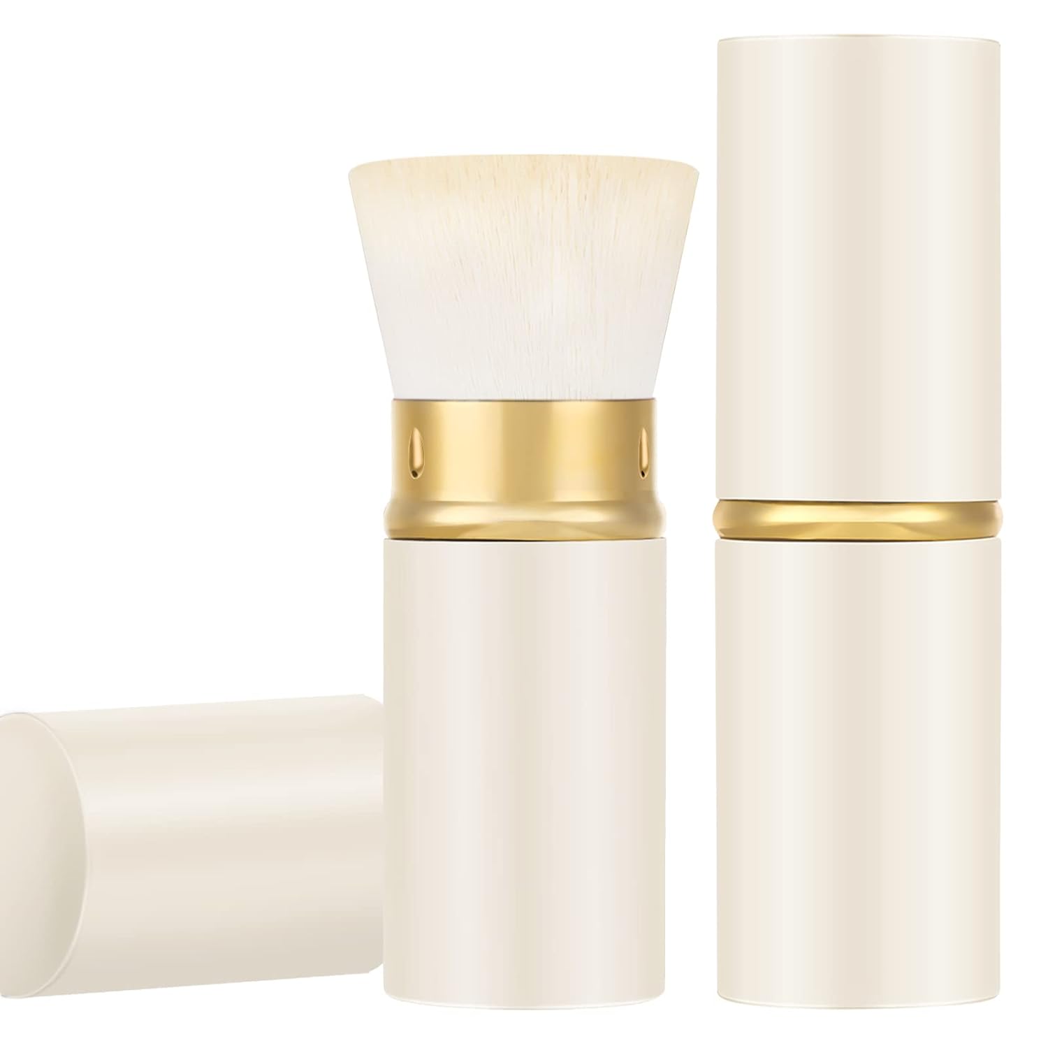 Falliny Retractable Foundation Makeup Brushes, Travel Kabuki Powder Brush Portable Liquid Foundation Sunscreen Brush with Cover for Blending Liquid, Bronzer,Cream or Flawless Powder Cosmetics-BrightBean Baby