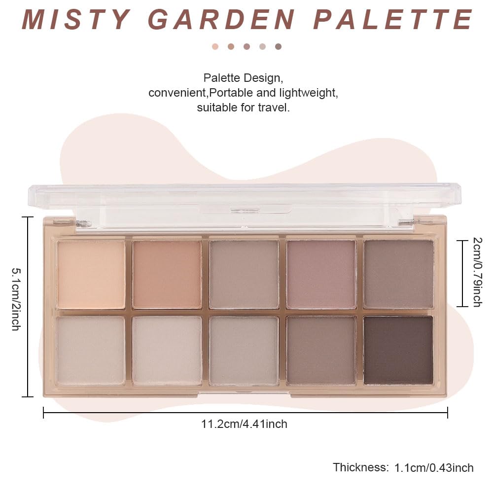 10 Colors Nude Gray Taupe Matte Eyeshadow Palette,Neutral Nude Eye Shadow Palette,Long Lasting Waterproof Travel Size Makeup Pallete,Vegan,Cruelty -free-BrightBean Baby