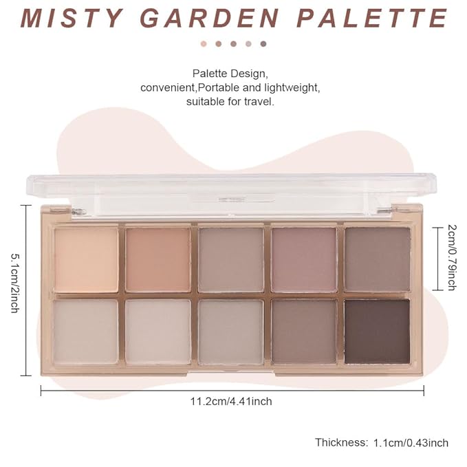 evpct 10 Colors Matte Nude Eye Shadow Palette Makeup for Older Women, Nude Brown Pink Cocoa Taupe Mauve Neutral Matte Cream Smokey Mini Eyeshadow Palette for Blue Green Eyes, Contour Makeup Palettes 4-BrightBean Baby
