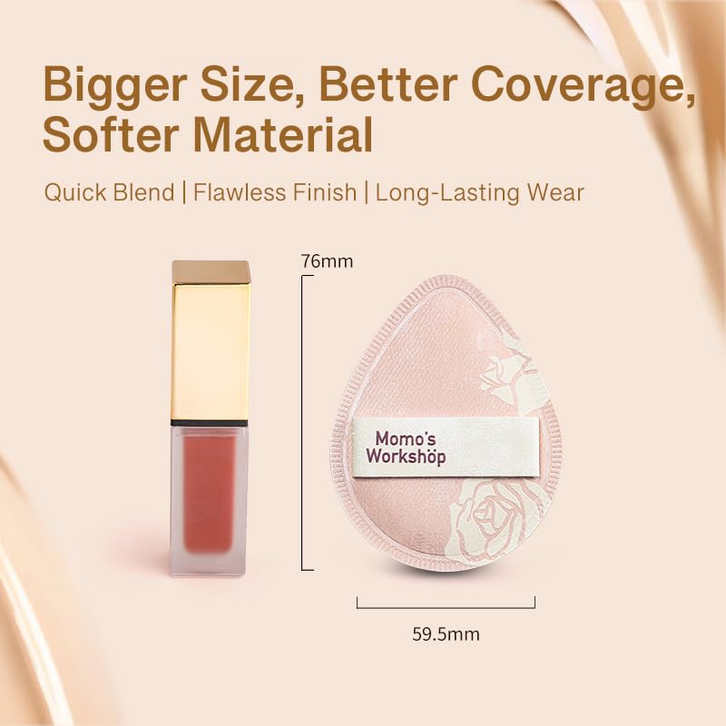 Makeup Sponge, Rubycell, Egg Shape, Foundation Sponges with Glossy PU Leather, for Liquid/Sheer Foundations, Cosmetic Puff, Medium Bounce,Travel Friendly & Reusable,2pcs & Storage Case-BrightBean Baby