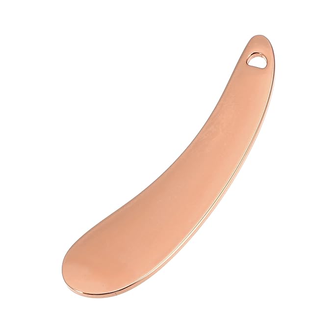 VOCOSTE 4 Pcs Makeup Spatula Mini Spoon, Eye Cream Massage Sticks Beauty Scoop, for Facial Cosmetic Face Cream, Moon Shape 2.13"x0.51", Rose Gold Tone-BrightBean Baby