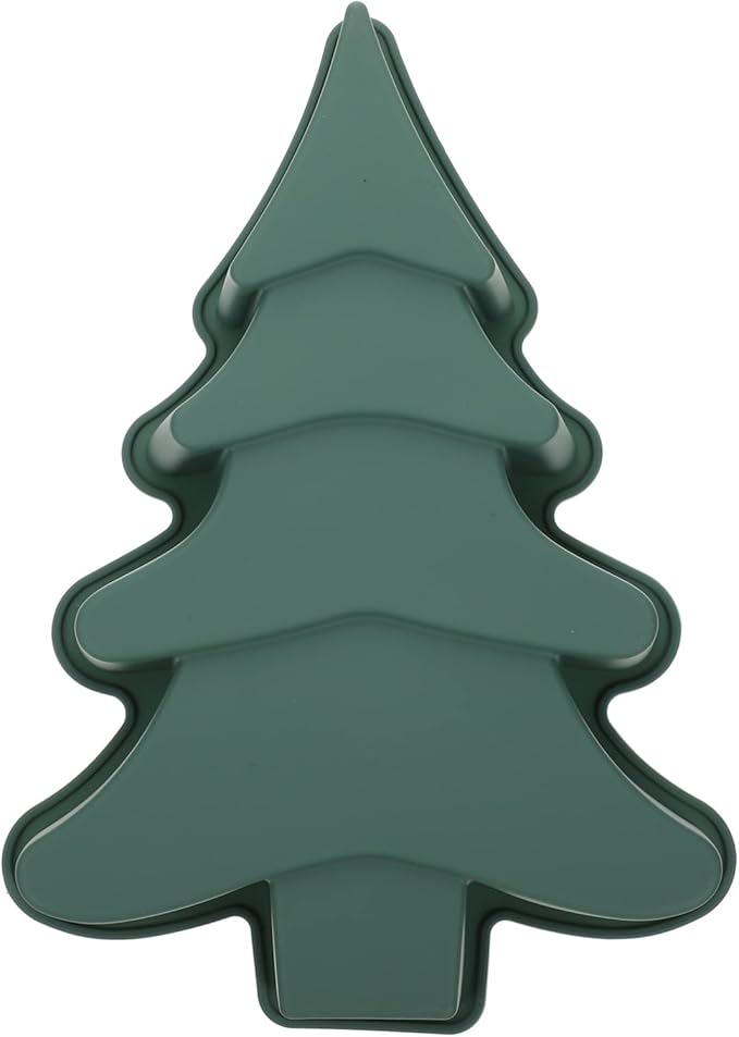 Operitacx Christmas Tree Cake Mold, Non-Stick Christmas Tree Cake Pan Silicone Mold for Cake, Baking Mold for Cake Candy Xmas Holiday Baking Supplies (8.2x10.6inch)