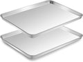 Baking Sheet Set of 2 - CEKEE Stainless Steel Cookie Sheet Baking Pan, Size 10 x 8 x 1 inch, Non Toxic & Heavy Duty & Mirror Finish & Rust Free & Easy Clean