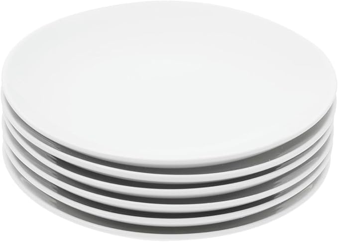 Miicol Ceramic Appetizer Plates Set of 6, White Dessert Plates 8 Inch, Small Dinner Plates, Modern Round Salad Plates, Porcelain Serving Dishes for Snack, Bread, Fruit, Microwave & Dishwasher Safe