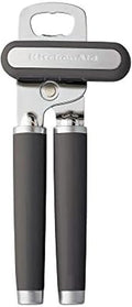 KitchenAid Classic Multifunction Can Opener and Bottle Opener Easy to Use, Razor Sharp Stainless Steel Cutting Wheel, Soft Ergonomic Handles, Charcoal