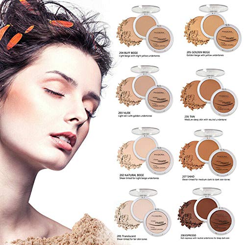 AQUAPURITY PHOERA Sheer Matte Compact Powder Fixing Powder Makeup Base Fixer Setting Powder Foundation Fixing Compact Pressed Powder Long Lasting Skin Vitamin E Beauty Blender (208ESPRESSO)-BrightBean Baby