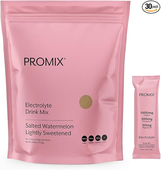 ProMix Nutrition Electrolytes Powder Hydration Packets - Himalayan Pink Salt, Magnesium, Potassium, Vitamin C - Salted Watermelon, Lightly Sweetened - 30 Servings (Pack of 30)-BrightBean Baby