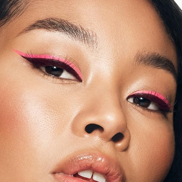 MAKE Beauty Liquid Line Waterproof Liquid Eyeliner Pen. Smudge-Proof Felt Tip for Precise Application of Lines, Wings, and Graphics. Long Lasting Eye Liner - Shade, Pink Star-BrightBean Baby