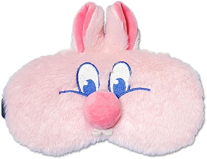 PERFECTSIGHT Bunny Eye Masks, Cute Plush Sleep Eye Cover Lightweight Adjustable Eyeshade Faux Fur Mask Cover for Women Men Sleep Travel Nap, Pink Nose-BrightBean Baby