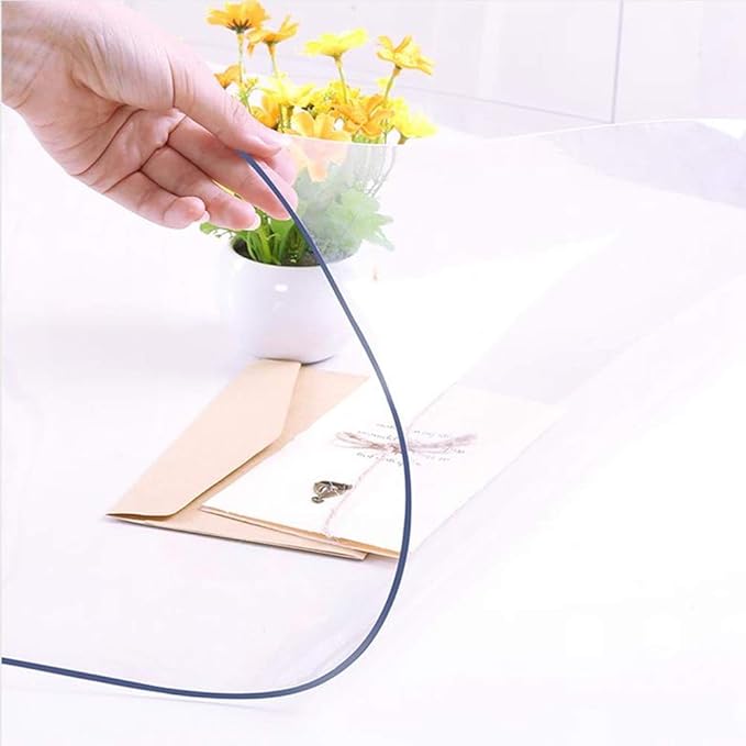 NECAUX 13 x 17 Inch Clear Desk Cover Protector, 1.5mm Thick Waterproof Plastic Desk Pad Mat, Table Cover Tablecloth Protector Placemat for Office Computer Writing Desk Side End Table Night Stand