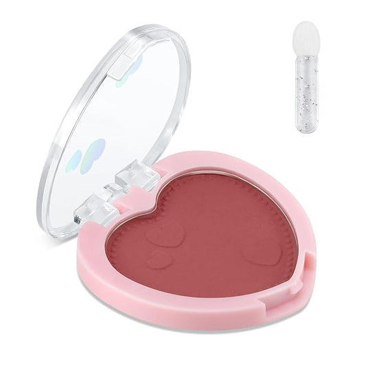 Boobeen Powder Blush Matte Pressed Blush Palette, Highly Pigmented Cream Pink Blusher for Cheeks, Blusher Compact Powder Makeup Lightweight Easily Blends, Single Color Rouge Powder-BrightBean Baby