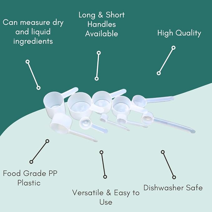 2 Teaspoon (2/3 Tablespoon | 10 mL) Long Handle Rounded Scoop for Measuring Coffee, Pet Food, Grains, Protein, Spices and Other Dry Goods (Pack of 100)