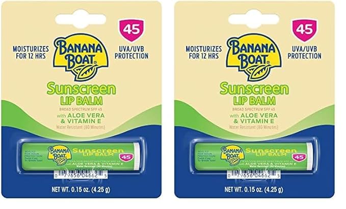 Banana Boat Sunscreen Lip Balm SPF 45 with Aloe Vera & Vitamin E, 0.15oz | Lip SPF, Aloe Vera Lip Balm with SPF, Vitamin E Lip Balm, Moisturizing Lip Balm, Lip Sunblock, Travel Sunscreen, 0.15oz-BrightBean Baby