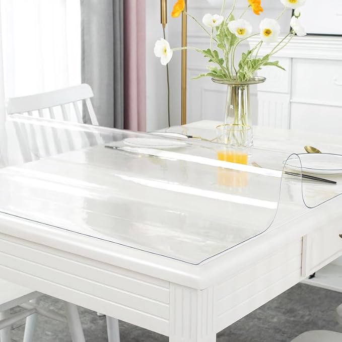 Warmstar Clear Table Cover Protector 16 x 42 Inch,1.5mm Thick Plastic Table Cover Rectangle,PVC Clear Table Protector,Desk Protector Mat for Kitchen, Dresser, Writing Desk，Dining Room Table