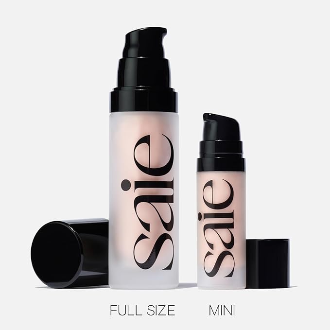 Saie Mini Glowy Super Gel - Hydrating Makeup Primer and Illuminating Glow Serum Enriched with Vitamin C and Squalane Oil - All-Over Liquid Highlighter Makeup for Instant Glass Skin - Roseglow (0.5 oz)-BrightBean Baby