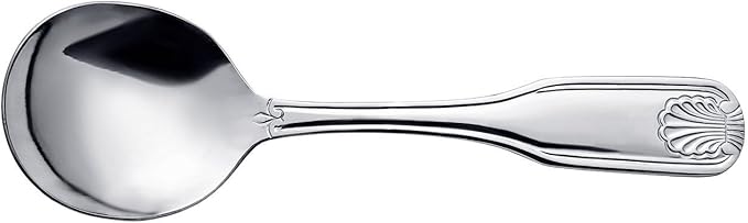 New Star Foodservice 58406 Shell Pattern, 18/0 Stainless Steel, Bouillon Spoon, 6.4-Inch, Set of 12