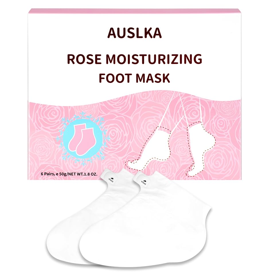 AUSLKA Moisturizing Foot Mask, Moisturizing Socks, Hydrating Moisturizer Sock for Dry Cracked Feet Heel, Leave Your Feet Moisture and Smooth(Shea Butter) - 6 Packs-BrightBean Baby