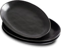 Porcelain Serving Platters, 12 Inch Large Serving Trays, Oval Serving Plates for Dessert Appetizers Meat/Entertaining/Party, Set of 3, Matte Black