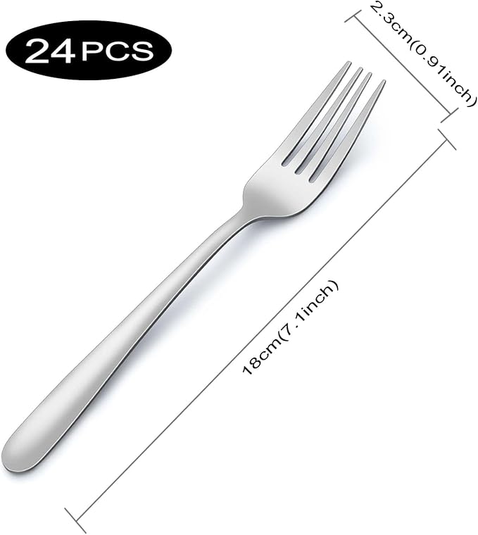 Pleafind 24-Pcs Dinner Forks, 7.1 Inch Forks Silverware, Silverware Forks, Stainless Steel Forks, Mirror Polished Forks Silverware Set, Forks Use for Home, Kitchen or Restaurant, Dishwasher Safe