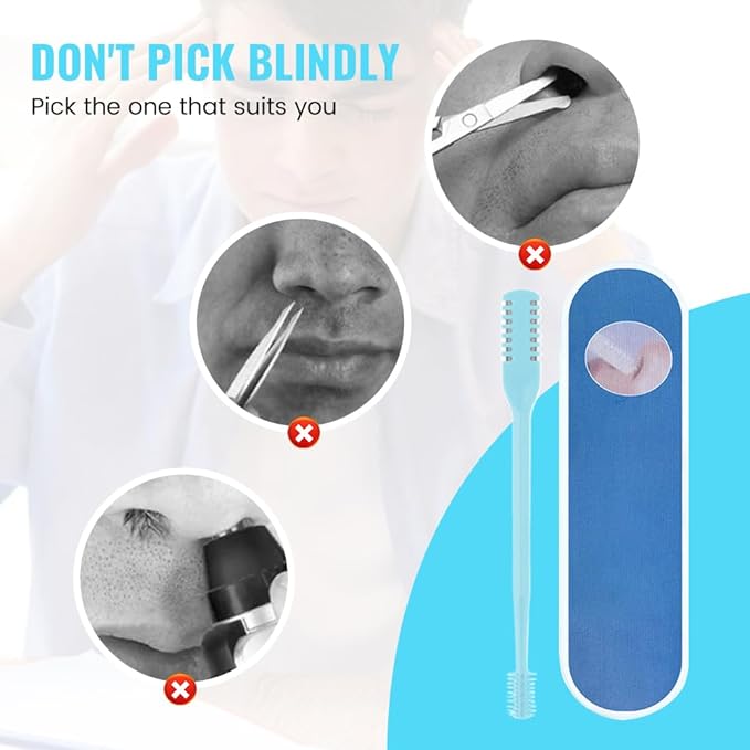 Nasal Hair Cutter, 2025 Upgraded Double Sided Noses Hairs Knife, 360° Rotating Portable Manual Nose Hair Trimmer, Noses Hairs Remover for Women Men Travel Essentials (Beige, 12 Pcs)-BrightBean Baby