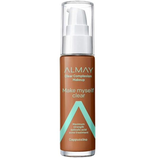 Almay Clear Complexion Makeup, Matte Finish Liquid Foundation with Salicylic Acid, Hypoallergenic, Cruelty Free, -Fragrance Free, Dermatologist Tested, 900 Cappuccino, 1.0 oz-BrightBean Baby