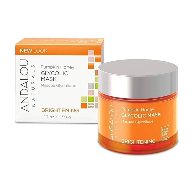 Andalou Naturals Pumpkin Honey Glycolic Mask, Brightening & Exfoliating Face Mask with Glycolic Acid & Vitamin C, Gently Removes Dirt and Brightens Skin, 1.7 fl oz-BrightBean Baby