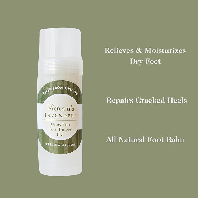 Victoria's Lavender Ultra Rich Foot Balm for Dry Cracked Feet – Heel Repair & Softener with Tea Tree Oil & Lavender – Dry Heels Treatment for Women & Men – Made in USA Foot Balm Stick - 2 Pack (2.5Oz)-BrightBean Baby