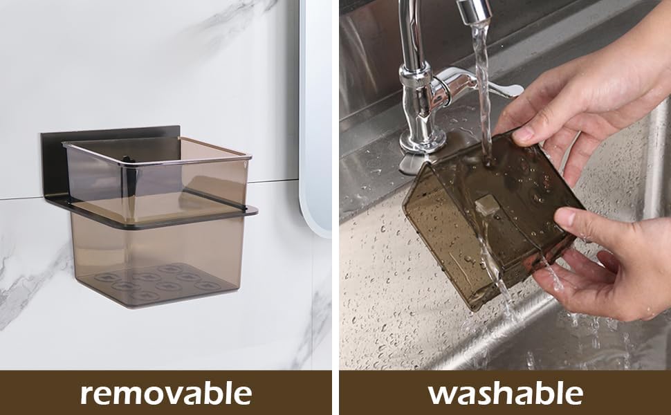 Toothbrush Holder Toothpaste Holder with Wall Mount for Family, Metal Frame & Plastic Black Bathroom Organizer Set with Adhere Tape for Bathroom -one Pack-BrightBean Baby