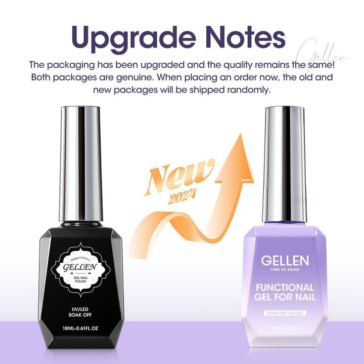 GELLEN Builder Nail Gel with Gel Top Coat Base Coat, 3 Pcs 18ml Top Coat Nail Polish Set, Soak Off Hard Builder in A Bottle for Nail Extension Strengthen Manicure Salon at Home-BrightBean Baby