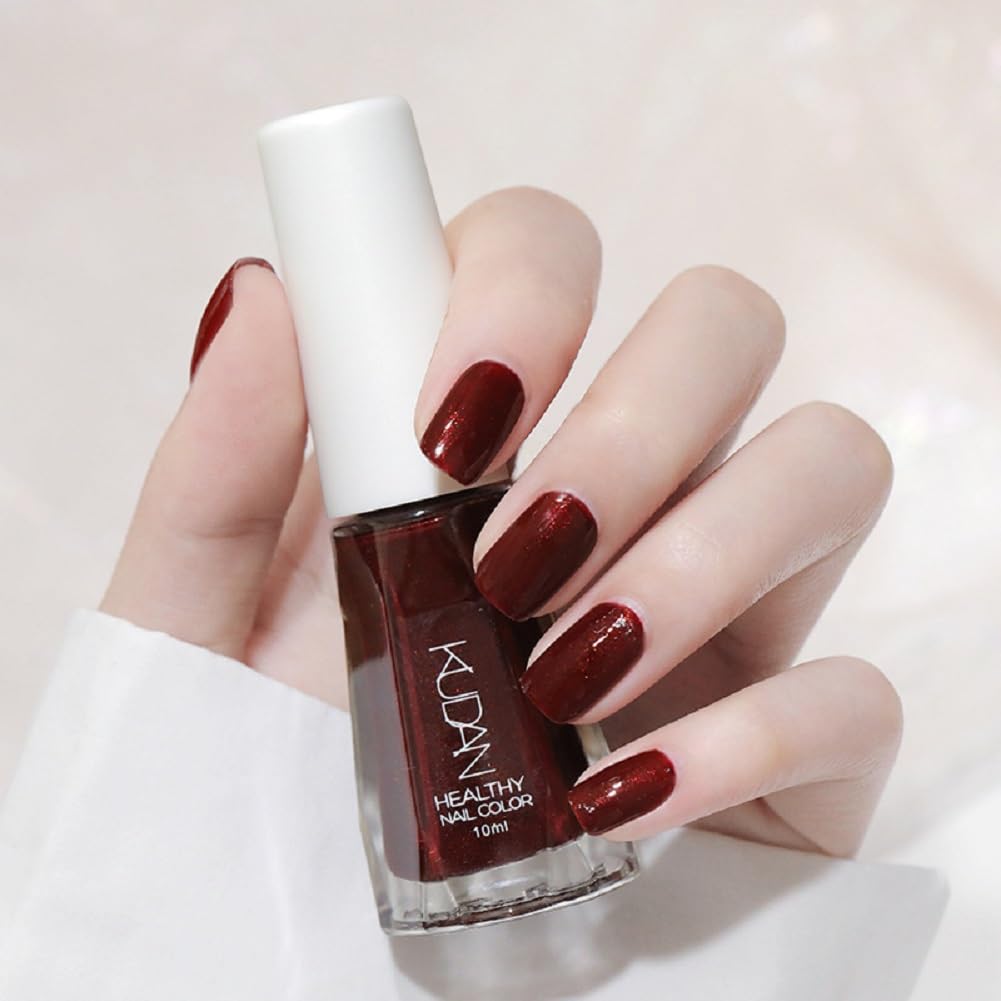 Nail Polish set - Nail Lacquer Quick Dry, Full Size, Vibrant, Colorful, Trendy, Glitter, Glossy, Metallic, Matte Nail Art Nail Shades (N11 Wine red flash fine, 52g)-BrightBean Baby