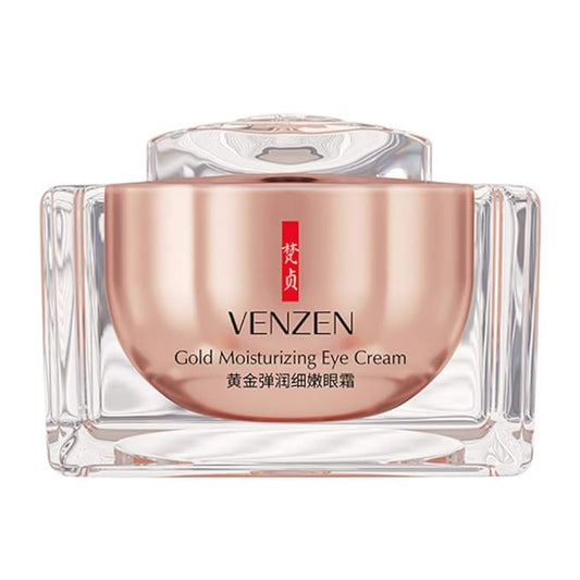 VENZEN Gold Moisturizing Eye Cream Anti Aging Anti Wrinkle Shade Dark Circles Shine Serum Glycerin Delicate Hyaluronic Acid 15g-BrightBean Baby