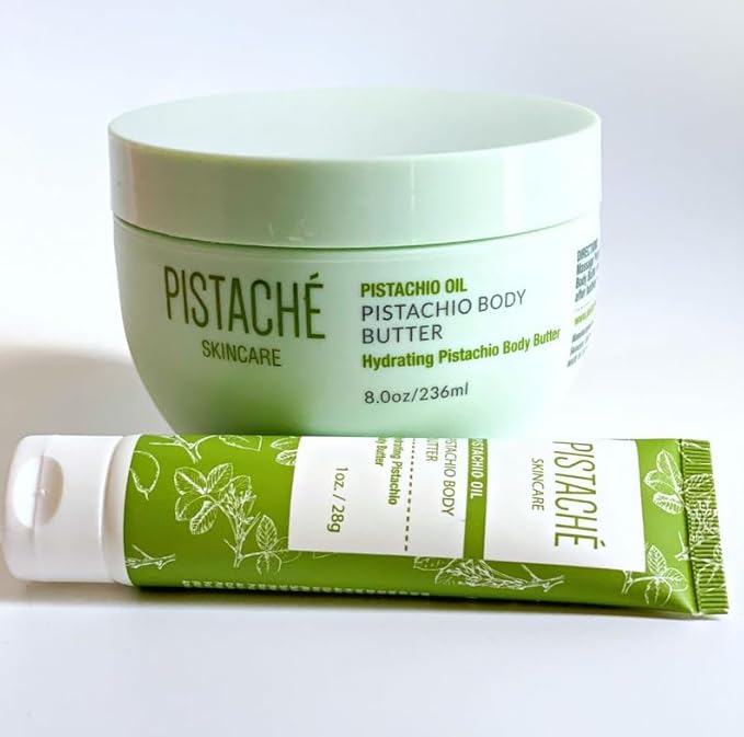 Pistaché Skincare Pistachio Oil 5-Pc Mini Collection (Travel) + Body Butter, Hand Cream, Biscotti Perfume, Eye Cream & Face Moisturizer + Hydrates and Nourishes + Vitamin E + Antioxidant Protection-BrightBean Baby