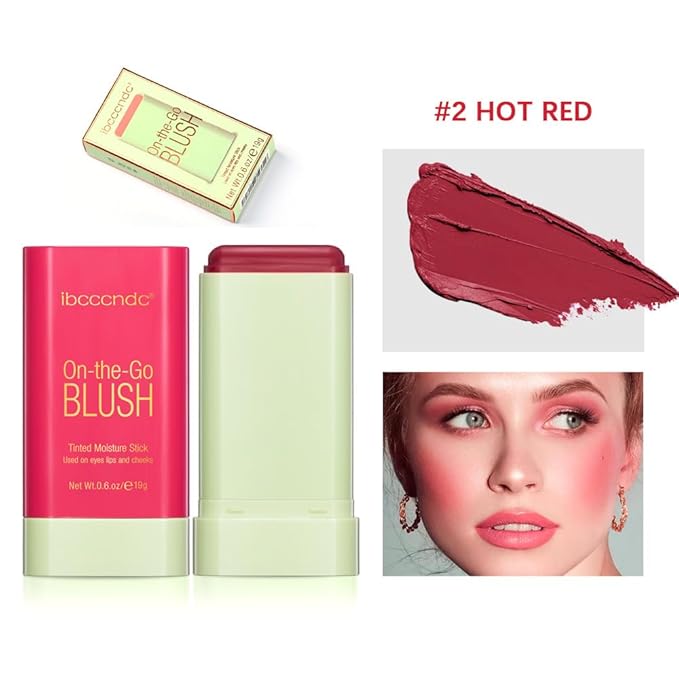 Blush Rare Beauty Liquid Blush Cream Blush Stick For Cheeks Natural Blendable Powder Blusher Stick On The Go Blush Brushes For Makeup Cheeks,Natural Waterproof, Long Lasting (red)-BrightBean Baby