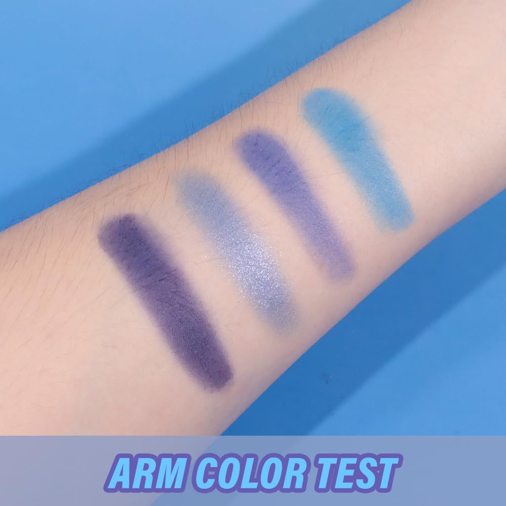 Navy Blue 4Colors Eyeshadow Makeup Palette,Royal Blue Natural Neutral Powde Eye Shadow Palettes for Older Women,Long Lasting Naturing-Looking,Lightweight,Waterproof,Eye Makeup Kit Travel Size,Vegan-BrightBean Baby