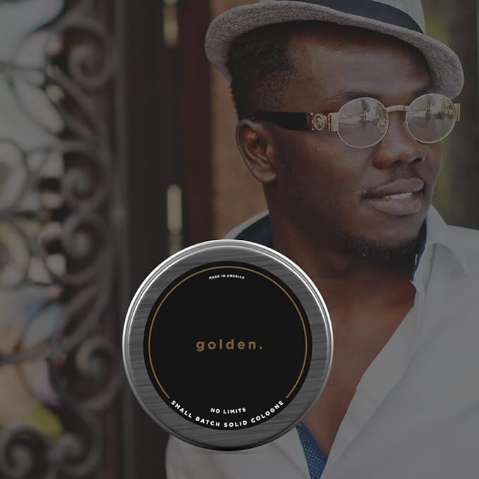 Golden Grooming Co. Solid Cologne - Travel-Sized Concentrated Balm - Solid Perfume with Subtler Scent and Long-Lasting Fragrance - For Men of Color - 1 oz Tin-BrightBean Baby