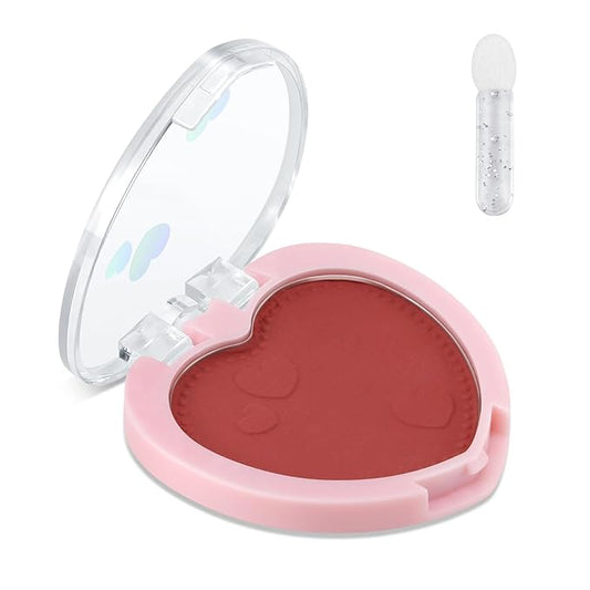 Boobeen Powder Blush Matte Pressed Blush Palette, Highly Pigmented Cream Pink Blusher for Cheeks, Blusher Compact Powder Makeup Lightweight Easily Blends, Single Color Rouge Powder-BrightBean Baby