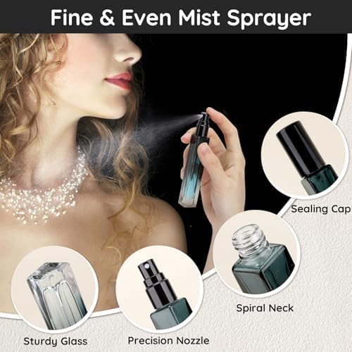 Segbeauty Green Glass Perfume Bottle Set, 10pcs 10ML Perfume Travel Refillable, 0.34oz Empty Atomizer Sprayer for Perfume Cologne Dispenser, Travel Sample Bottles Perfume Making Kit with Refill Tool-BrightBean Baby