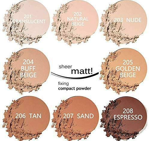 AQUAPURITY - PHOERA Sheer Matte Fixing Powder Makeup Base Fixer Setting Powder Foundation Fixing Compact Pressed Powder Long Lasting Make Up Fixer Skin Vitamin E Beauty Blender (201 Translucent)-BrightBean Baby