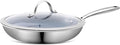 Stainless Steel Non Stick Frying Pan 10 Inch - Ceramic Coating Skillet with Lid