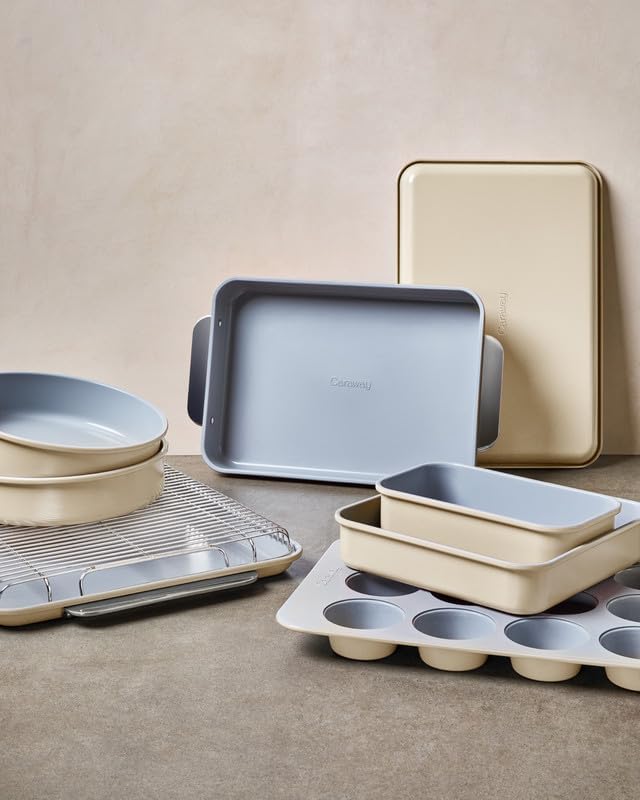 Caraway Non-Stick Ceramic 9”x13” Rectangle Pan - Naturally Slick Ceramic Coating - Non-Toxic, PTFE & PFOA Free - Perfect for Brownies, Lasagnas, and More - Sage