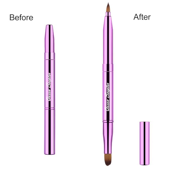 Cosmetic Brushes Lip Eye Double Sided Makeup Brush with Cap for Travel Retractable Lip Brush Eyebrow Brush Concealer Brush For Lipstick Portable Purple-BrightBean Baby