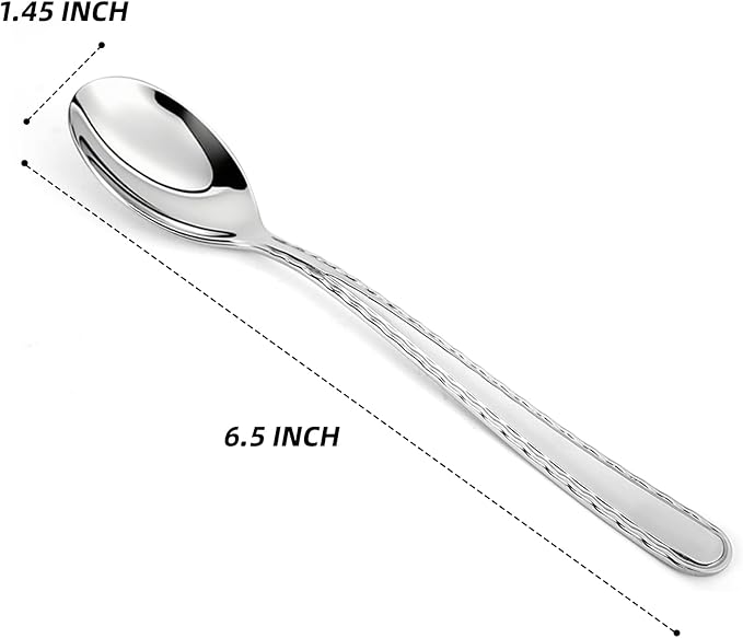 12 Pieces Heavy Duty Teaspoons Set,Tea Spoons Silverware,Food Grade Stainless Steel Dessert Spoons,Mirror Polished and Dishwasher Safe