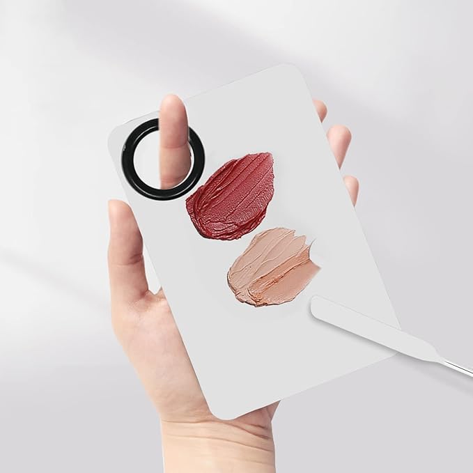 Honbay 1PCS Stainless Steel Makeup Spatula and 1PCS Makeup Mixing Palette with PU Leather Cover for Cosmetic Foundation Pigment Blending-BrightBean Baby