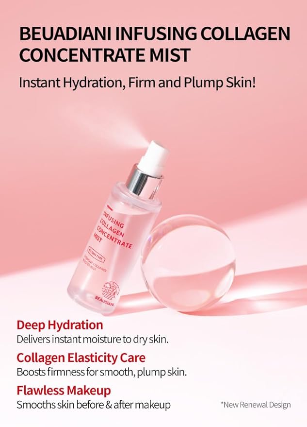 Collagen Facial Mist – Hydrating & Firming Spray for Face, Anti-Wrinkle Korean Skincare, Daily Moisturizer & Skin Tightening Mist with Nourishing Collagen (1.69 fl oz)-BrightBean Baby