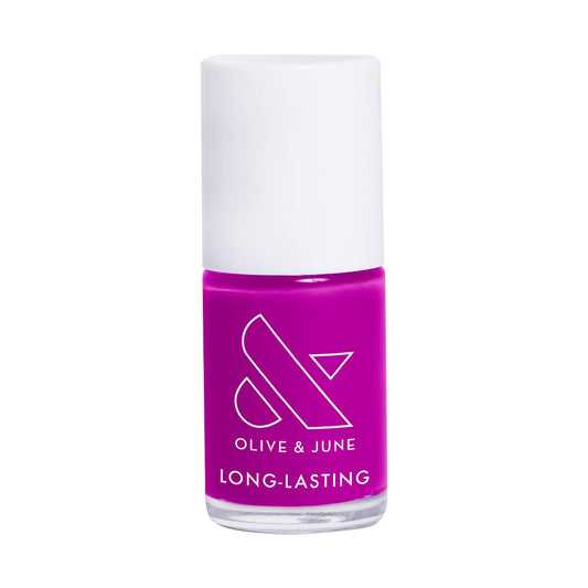 Olive & June Long Lasting Nail Polish | Plump Gel-Like Finish No Lamp Needed | Lasts up to 10 days | Salon-Quality at Home | 15-Free Vegan Cruelty-Free Chip-Resistant Shine | Grape Soda Daring Purple-BrightBean Baby