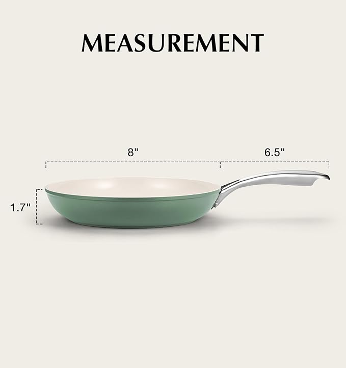 KOCH SYSTEME CS 8 Inch Nonstick Frying Pan Skillet - Ceramic Green Egg Pan