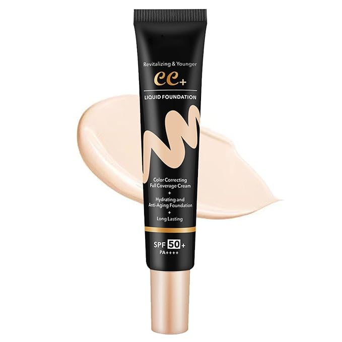 CC Color Correcting Full Coverage Cream SPF 50, CC Cream Foundation, Cover Blemish, Correcting Uneven Skin Tone, Oil Control, Lightweight Waterproof Long Lasting Hydrating CC Cream (Ivory)-BrightBean Baby