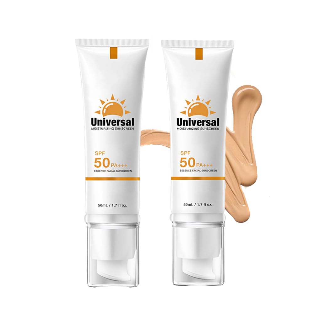 Tinted Sunscreen For Face SPF 50, 2 PCS Universal Protector Solar 50 Moisturizer, Hydrating Sun Essence Face Sunscreen, UV Defense, Travel Size, 50ml-BrightBean Baby