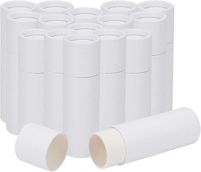 NICENEEDED 15 Pcs Kraft Paper Lipstick Tube, 0.4 Oz Paperboard Lip Balm Tubes, Cardboard Empty Deodorant Container Solid Perfume Tube Cosmetic Box for DIY Chapstick Deodorant Crayon-BrightBean Baby